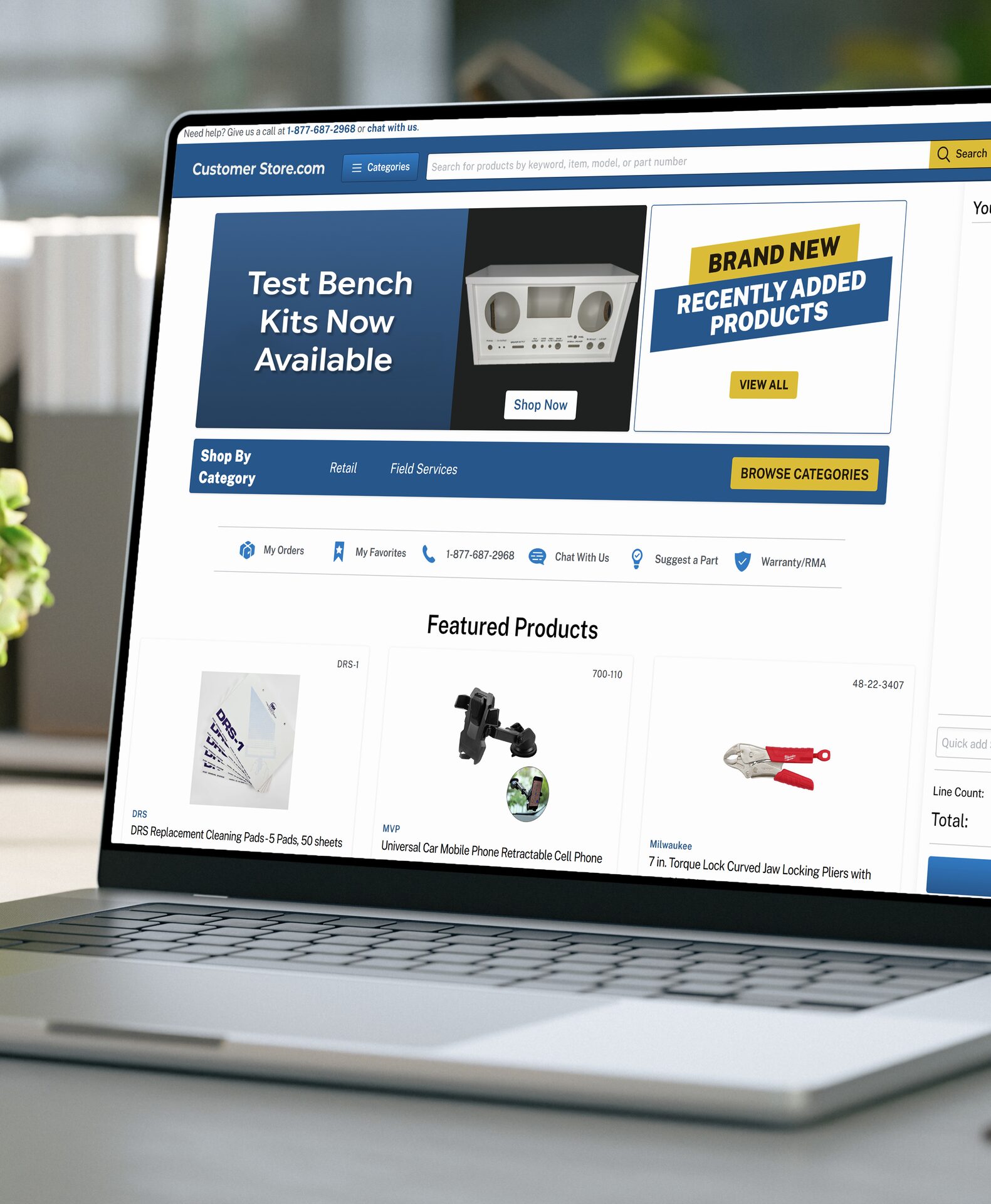A laptop displaying a customized online product storefront