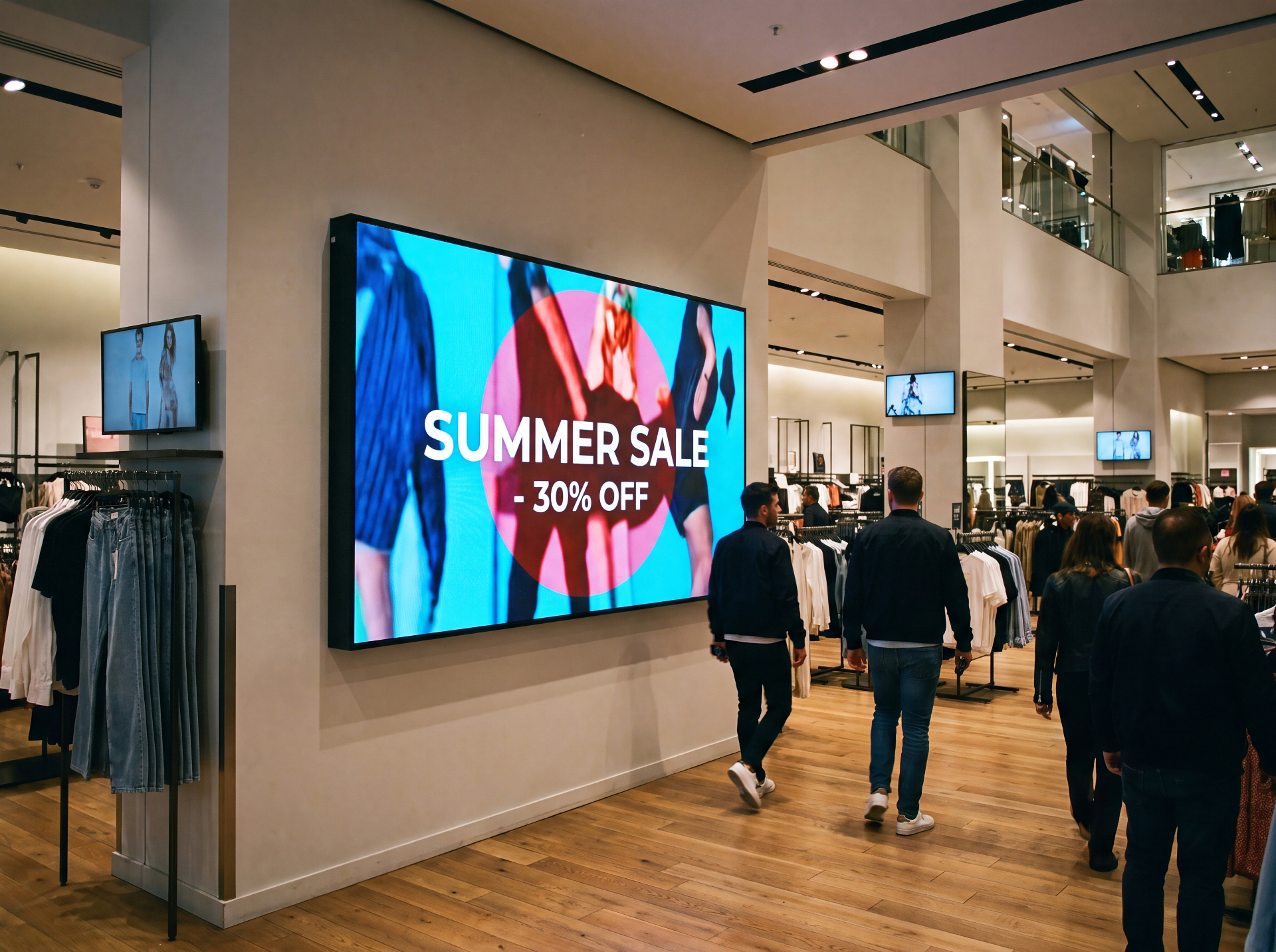 Digital signage displays inside a retail store