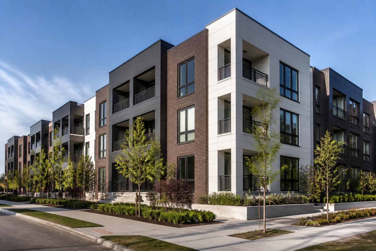 Exterior of a modern multi-unit apartment building